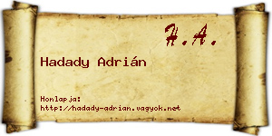 Hadady Adrián névjegykártya